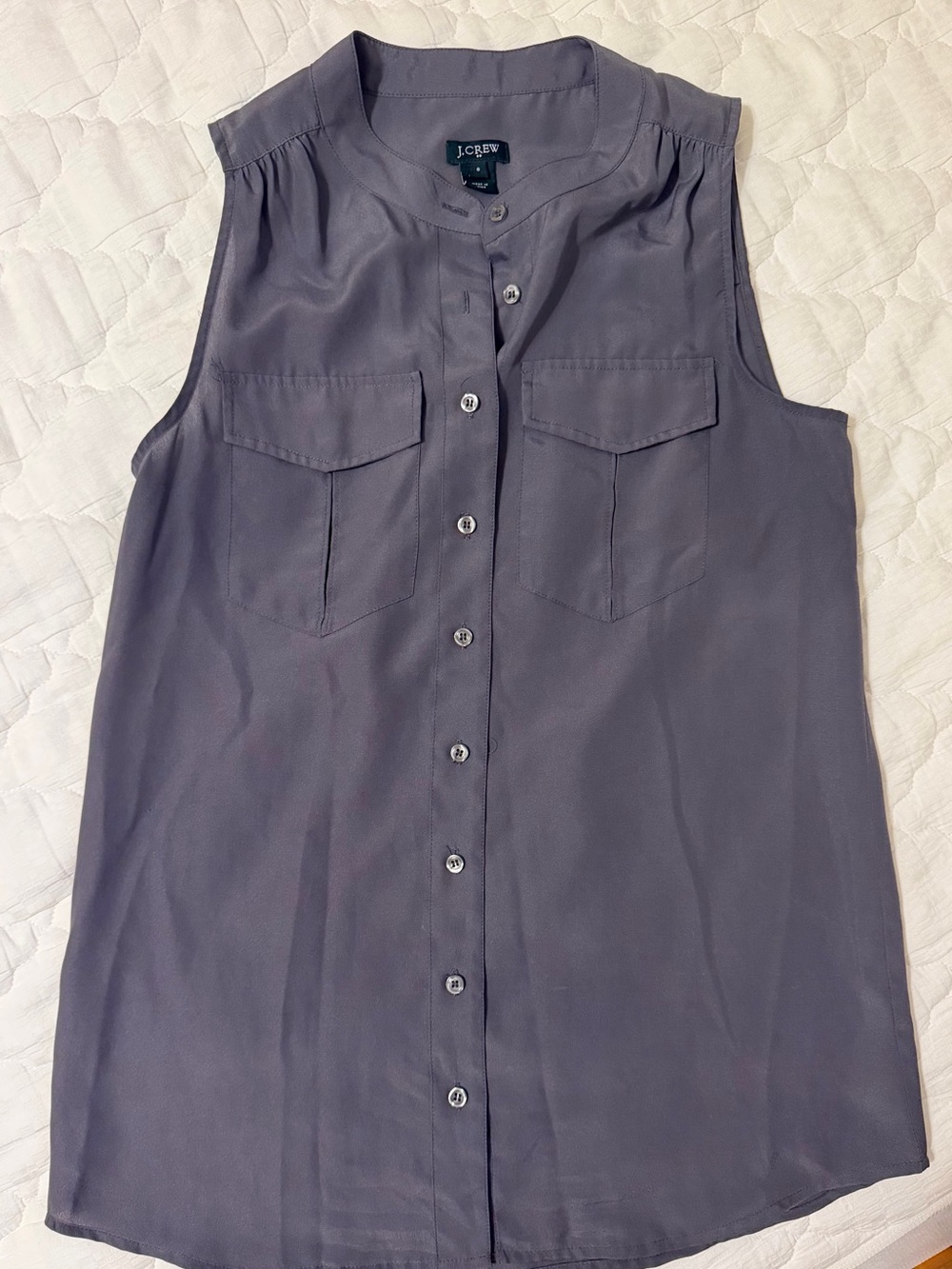 J. Crew Sleeveless Button-Front Top in Slate